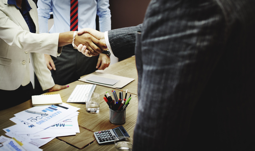 Business consultants meeting at a table